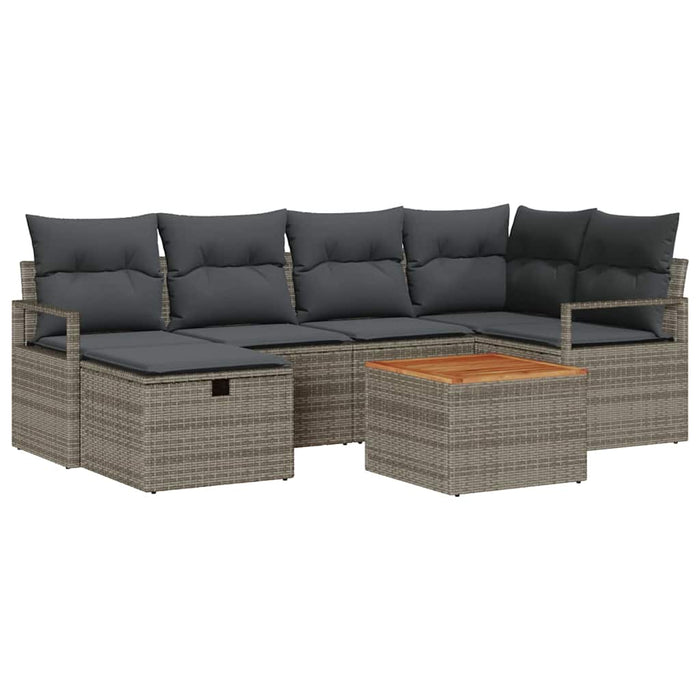 Set de canapele pentru grădină cu pernă 7 pcs Gri Rattan poli - WALTI WALTI