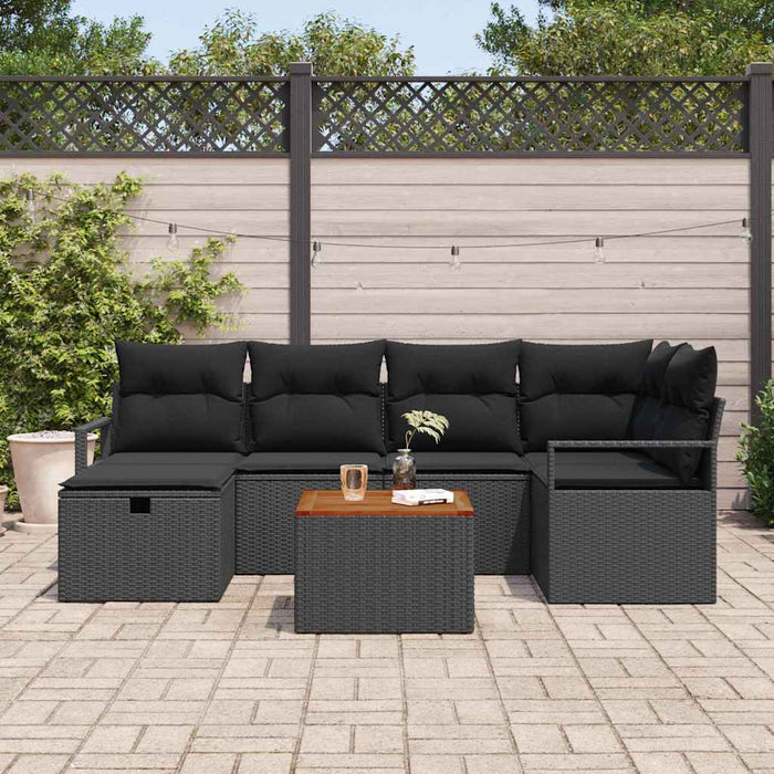 Set de canapele pentru grădină cu pernă 7 pcs Negru Rattan poli - WALTI WALTI