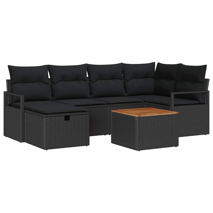 Set de canapele pentru grădină cu pernă 7 pcs Negru Rattan poli - WALTI WALTI