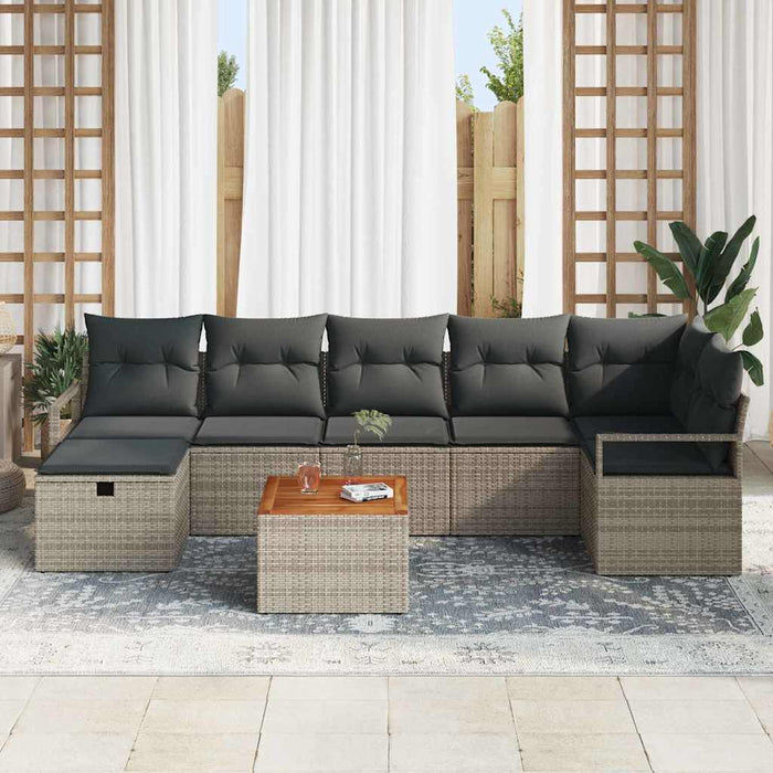 Set de canapele pentru grădină cu pernă 8 pcs Gri Rattan poli - WALTI WALTI