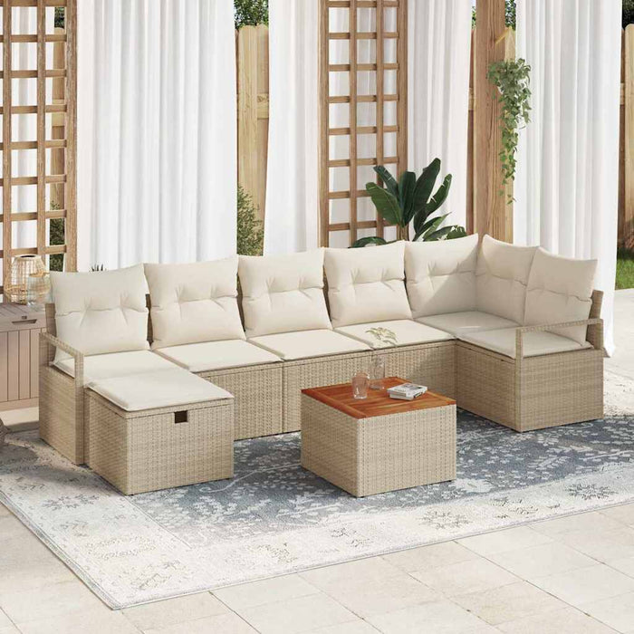 Set de canapele pentru grădină cu pernă 8 pcs Bej Rattan poli - WALTI WALTI