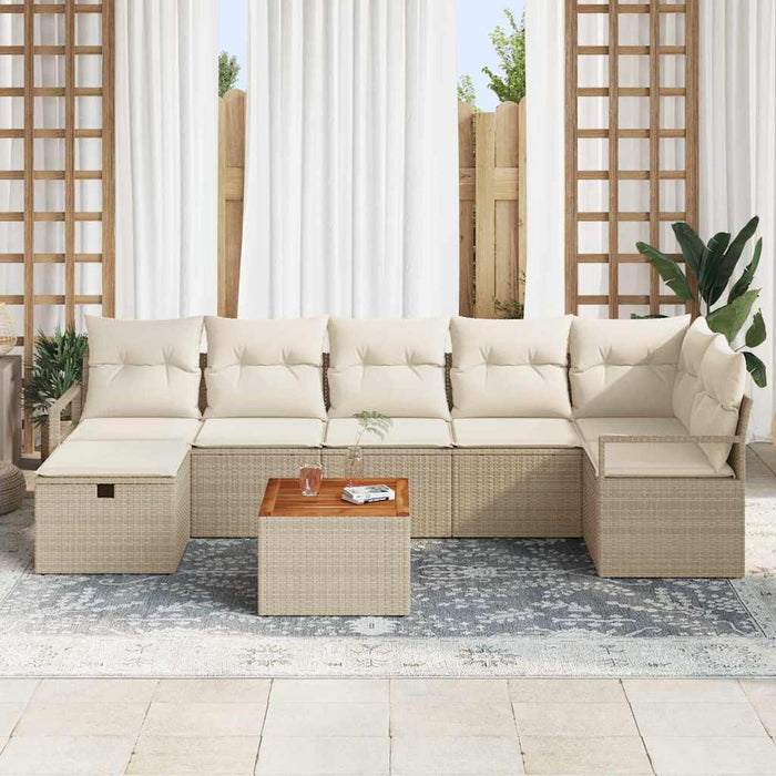 Set de canapele pentru grădină cu pernă 8 pcs Bej Rattan poli - WALTI WALTI