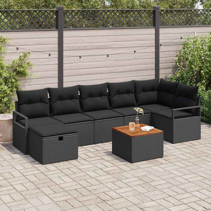 Set de canapele pentru grădină cu pernă 8 pcs Negru Rattan poli - WALTI WALTI