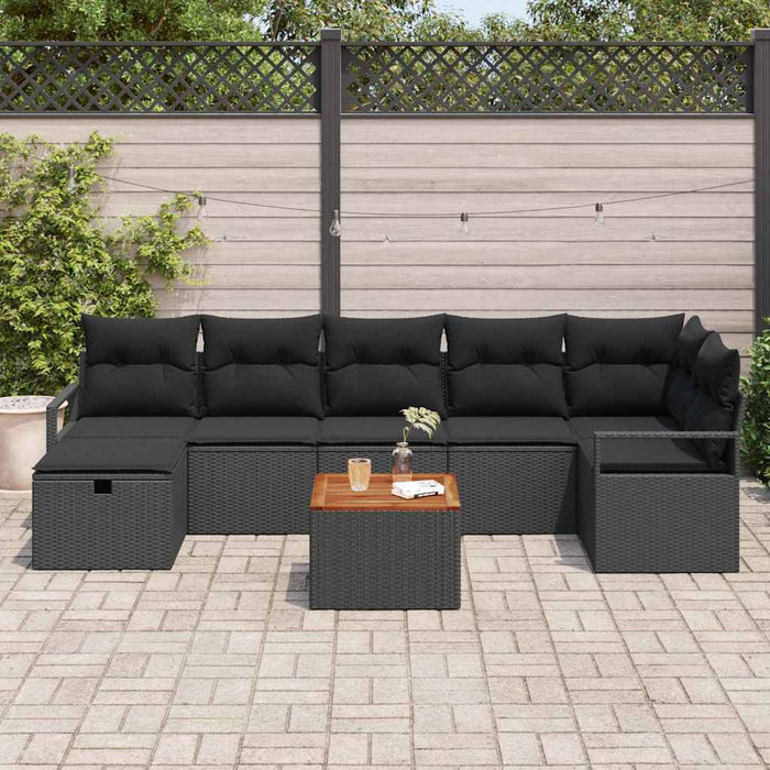 Set de canapele pentru grădină cu pernă 8 pcs Negru Rattan poli - WALTI WALTI