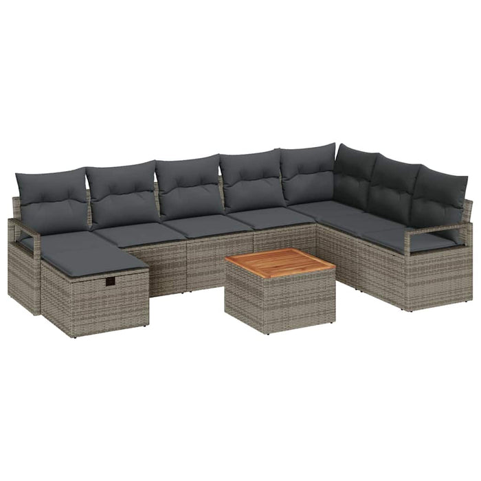 Set de canapele pentru grădină cu pernă 9 pcs Gri Rattan poli - WALTI WALTI