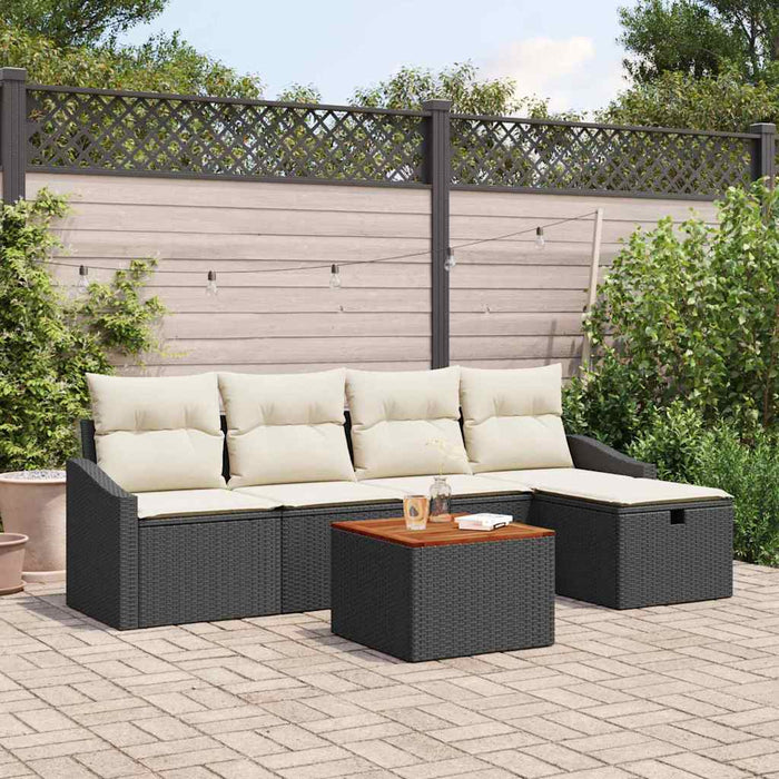 Set de canapele pentru grădină cu pernă 6 pcs Negru Rattan poli - WALTI WALTI