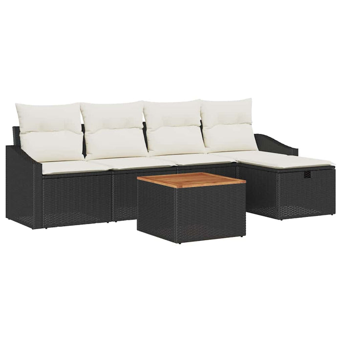 Set de canapele pentru grădină cu pernă 6 pcs Negru Rattan poli - WALTI WALTI