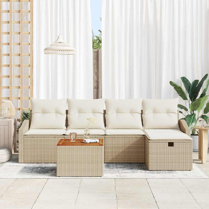 Set de canapele pentru grădină cu pernă 6 pcs Bej Rattan poli - WALTI WALTI