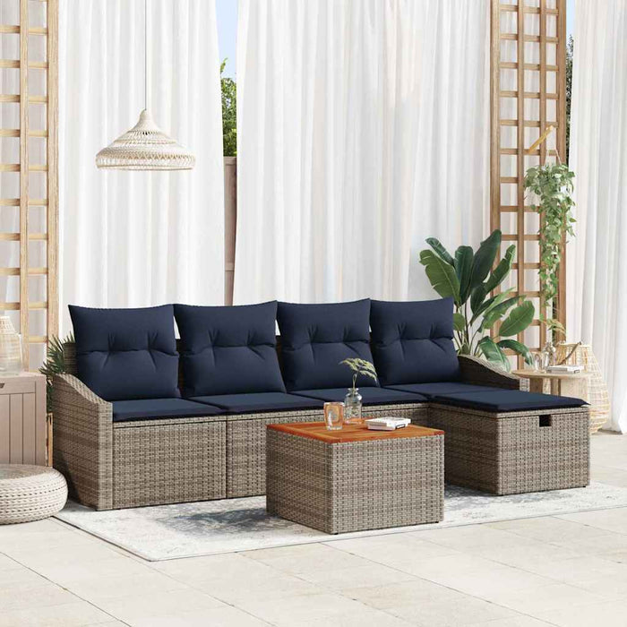 Set de canapele pentru grădină cu pernă 6 pcs Gri Rattan poli - WALTI WALTI