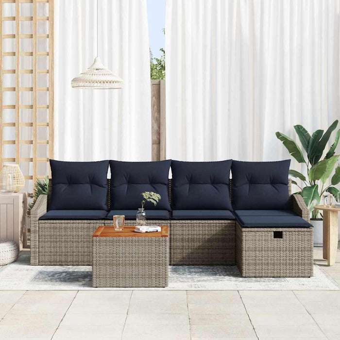 Set de canapele pentru grădină cu pernă 6 pcs Gri Rattan poli - WALTI WALTI