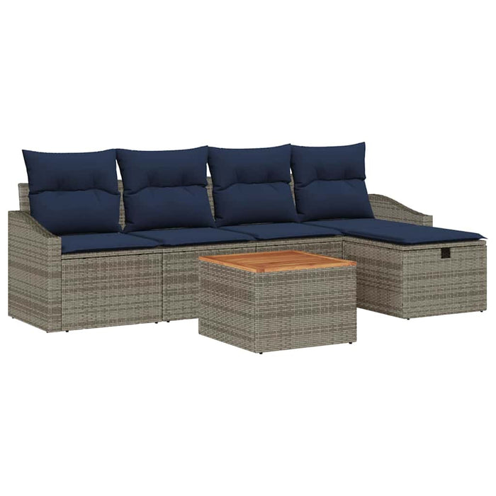 Set de canapele pentru grădină cu pernă 6 pcs Gri Rattan poli - WALTI WALTI