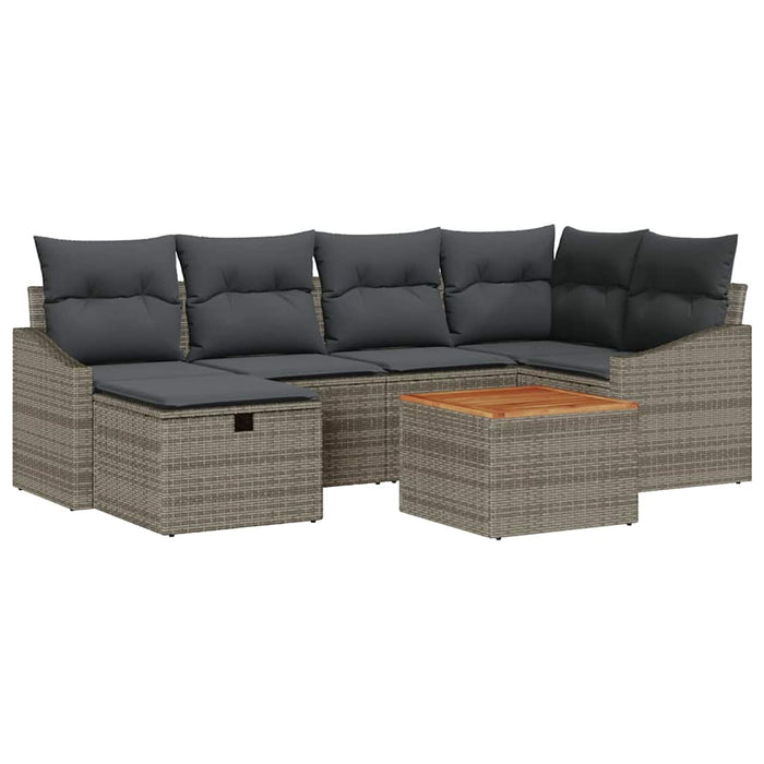 Set de canapele pentru grădină cu pernă 7 pcs Gri Rattan poli - WALTI WALTI