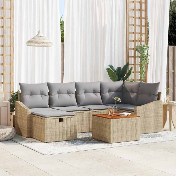 Set de canapele pentru grădină 7 buc. Bej Rattan poli - WALTI WALTI