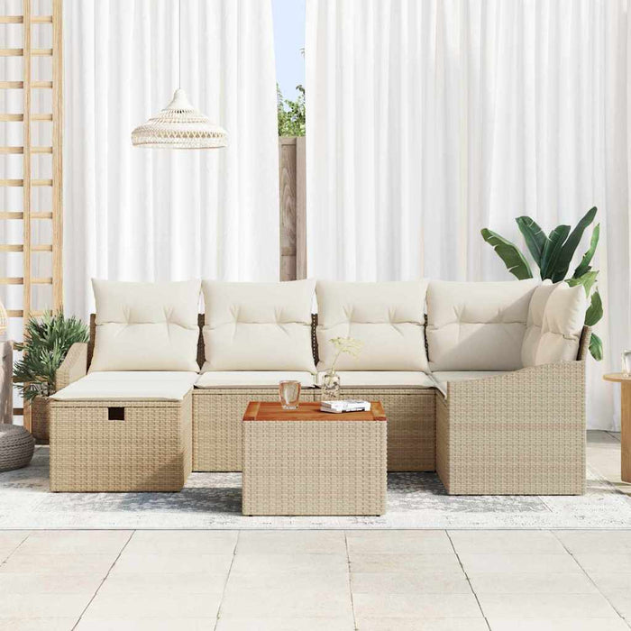 Set de canapele pentru grădină cu pernă 7 pcs Bej Rattan poli - WALTI WALTI
