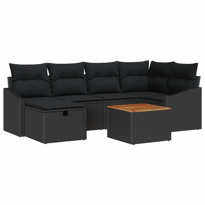 Set de canapele pentru grădină cu pernă 7 pcs Negru Rattan poli - WALTI WALTI