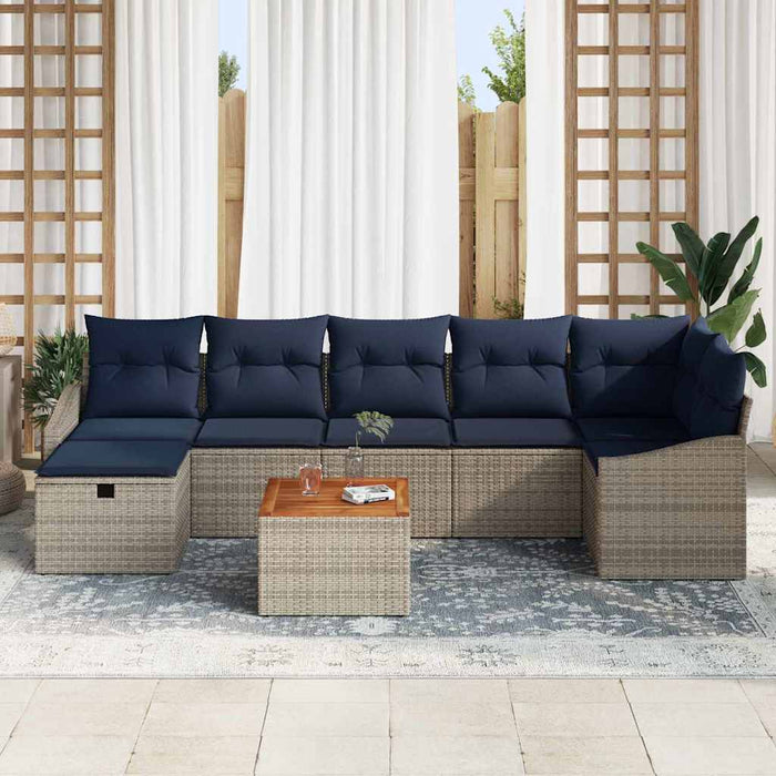 Set de canapele pentru grădină cu pernă 8 pcs Gri Rattan poli - WALTI WALTI