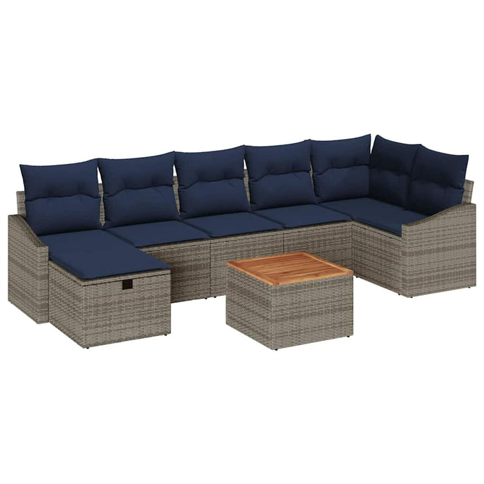 Set de canapele pentru grădină cu pernă 8 pcs Gri Rattan poli - WALTI WALTI