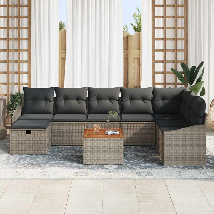 Set de canapele pentru grădină cu pernă 9 pcs Gri Rattan poli - WALTI WALTI