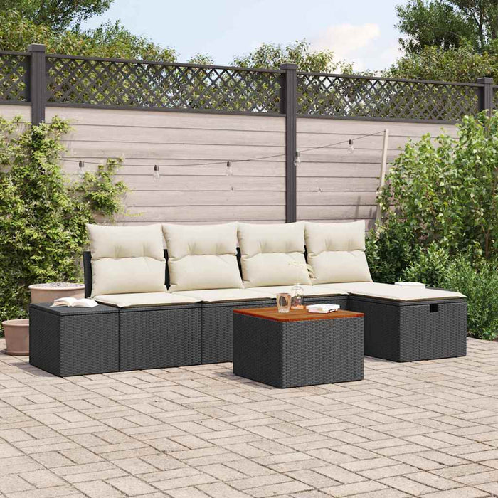 Set de canapele pentru grădină cu pernă 6 pcs Negru Rattan poli - WALTI WALTI