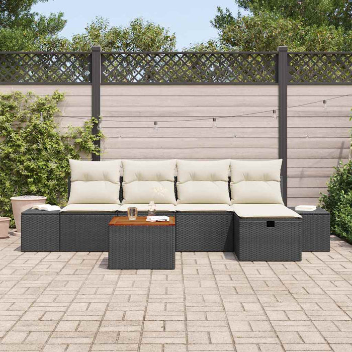Set de canapele pentru grădină cu pernă 6 pcs Negru Rattan poli - WALTI WALTI