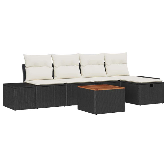 Set de canapele pentru grădină cu pernă 6 pcs Negru Rattan poli - WALTI WALTI