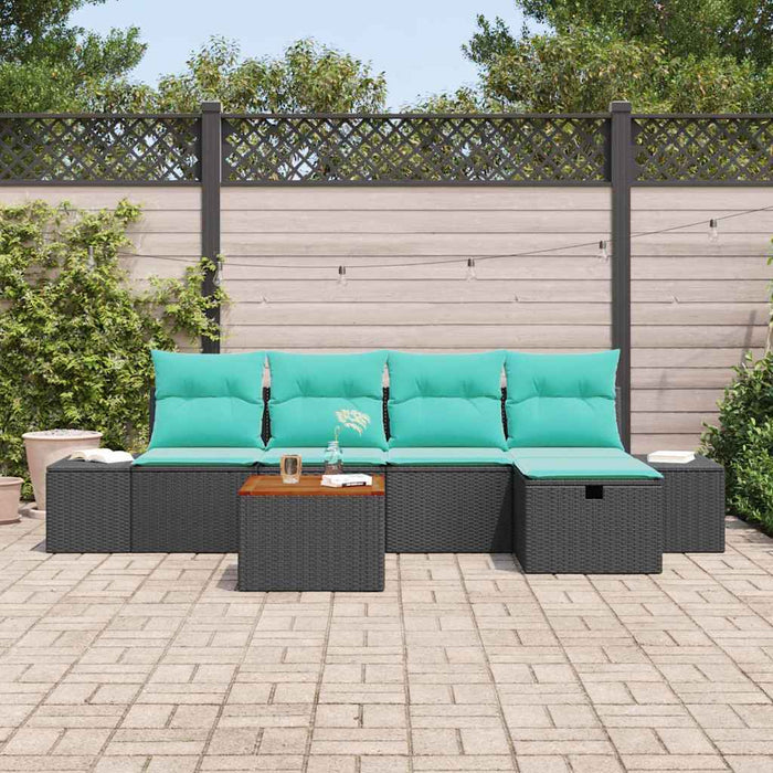 Set de canapele pentru grădină 6 buc. Negru Rattan poli - WALTI WALTI