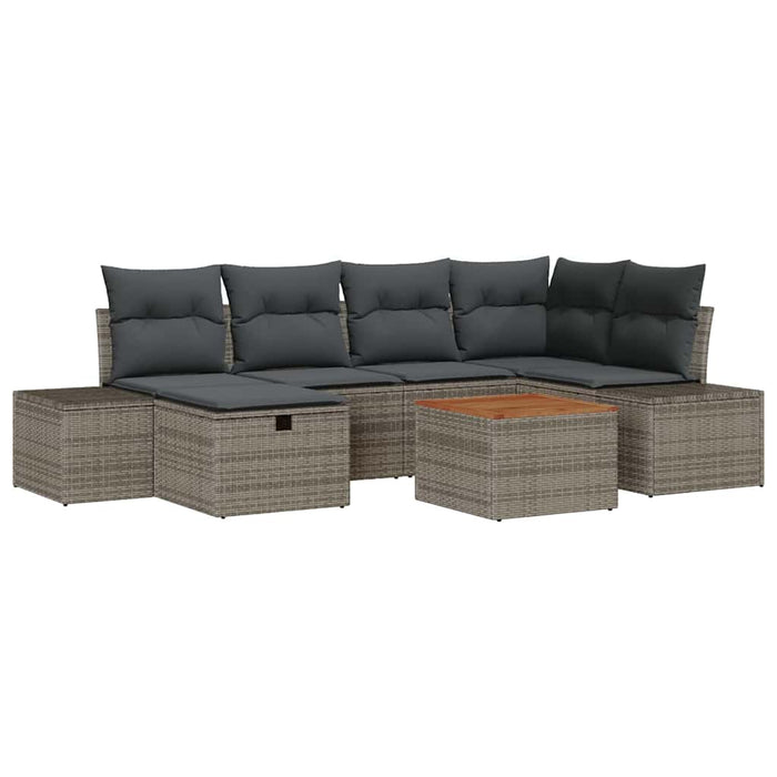 Set de canapele pentru grădină cu pernă 7 pcs Gri Rattan poli - WALTI WALTI