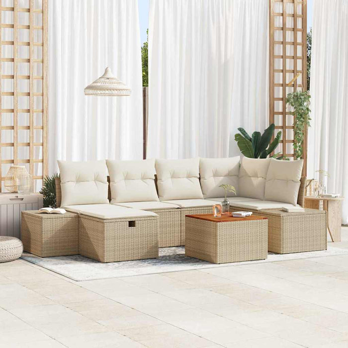 Set de canapele pentru grădină cu pernă 7 pcs Bej Rattan poli - WALTI WALTI