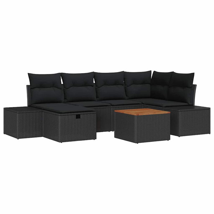 Set de canapele pentru grădină cu pernă 7 pcs Negru Rattan poli - WALTI WALTI