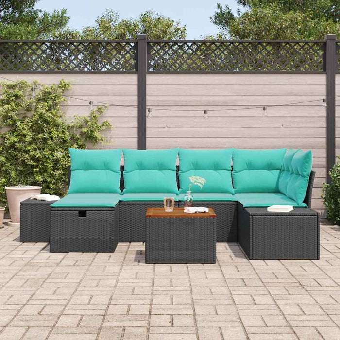 Set de canapele pentru grădină 7 buc. Negru Rattan poli - WALTI WALTI