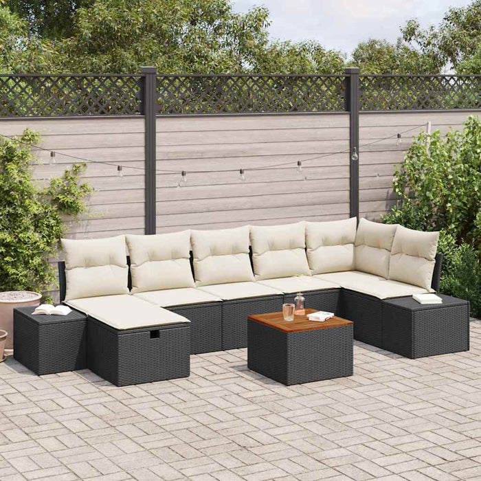 Set de canapele pentru grădină cu pernă 8 pcs Negru Rattan poli - WALTI WALTI