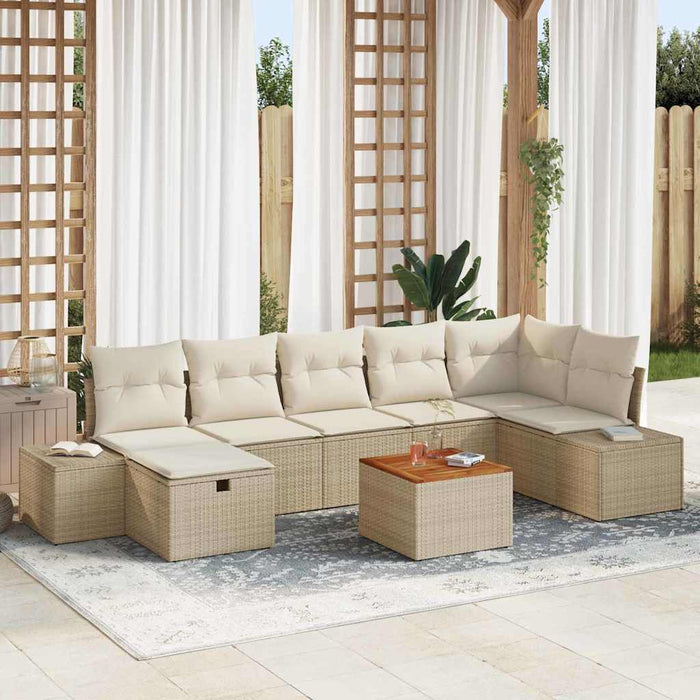 Set de canapele pentru grădină cu pernă 8 pcs Bej Rattan poli - WALTI WALTI