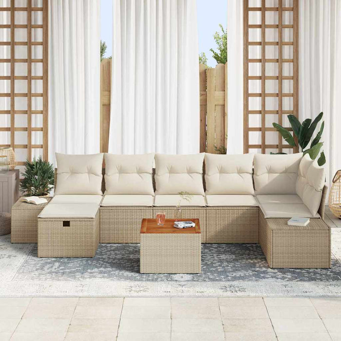 Set de canapele pentru grădină cu pernă 8 pcs Bej Rattan poli - WALTI WALTI