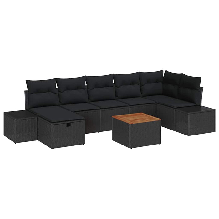 Set de canapele pentru grădină cu pernă 8 pcs Negru Rattan poli - WALTI WALTI