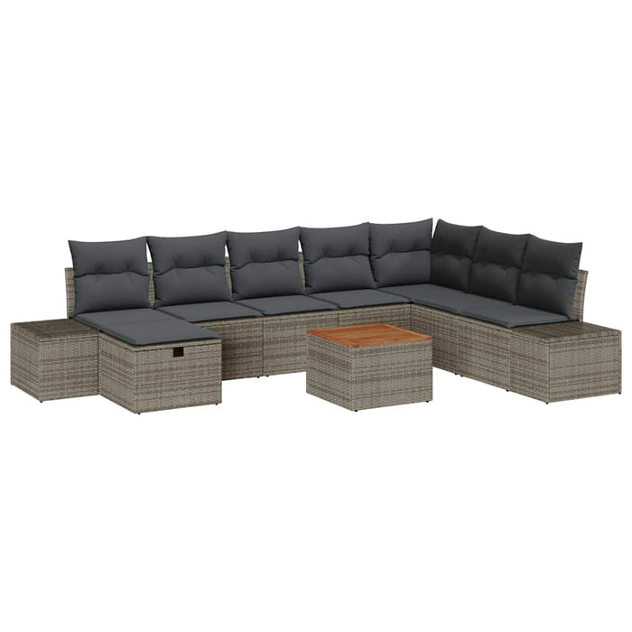 Set de canapele pentru grădină cu pernă 9 pcs Gri Rattan poli - WALTI WALTI