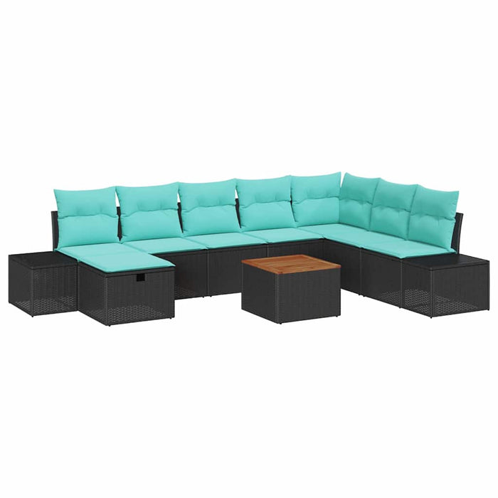 Set de canapele pentru grădină 9 buc. Negru Rattan poli - WALTI WALTI