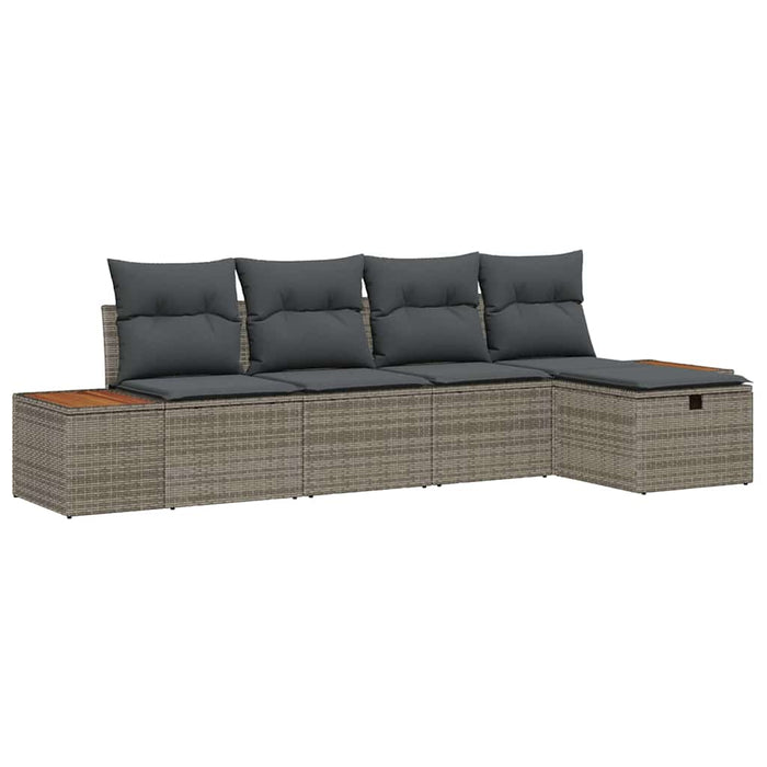 Set de canapele pentru grădină cu pernă 5 pcs Gri Rattan poli - WALTI WALTI