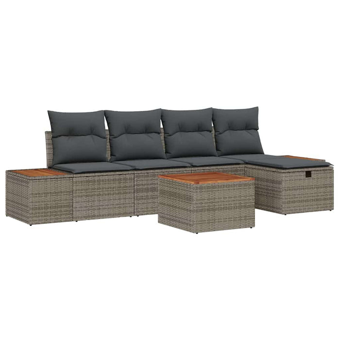 Set de canapele pentru grădină cu pernă 6 pcs Gri Rattan poli - WALTI WALTI