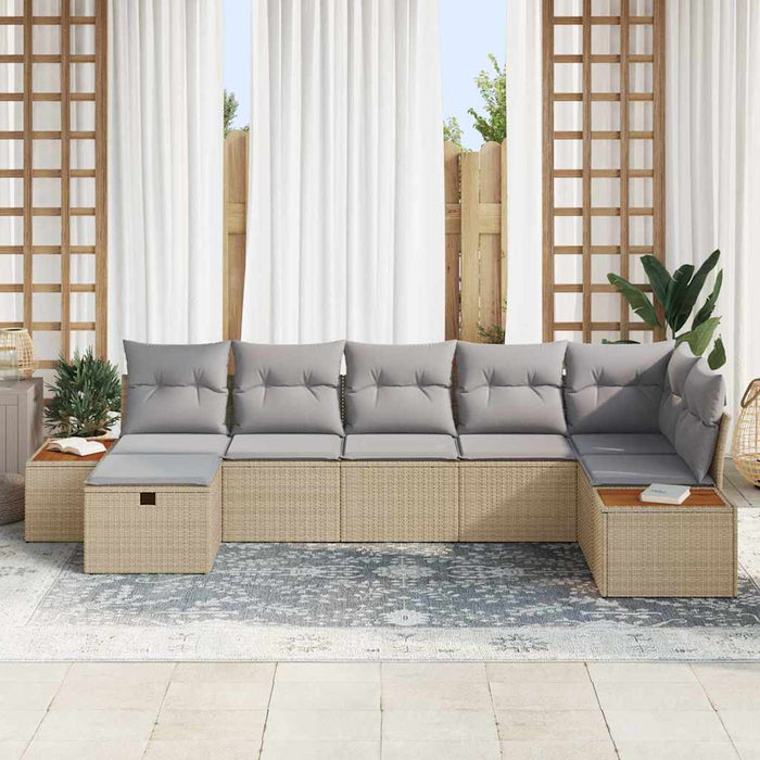 Set de canapele pentru grădină cu pernă 7 pcs Bej Rattan poli - WALTI WALTI