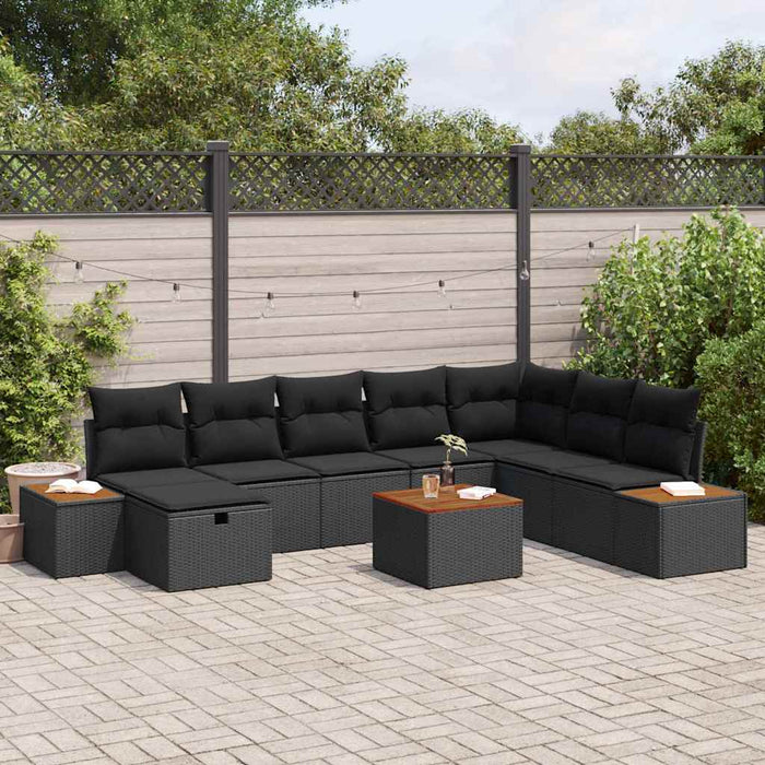 Set de canapele pentru grădină 9 pcs Negru 55 x 62 x 69 cm - WALTI WALTI