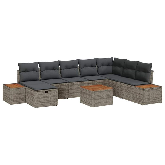 Set de canapele pentru grădină cu pernă 9 pcs Gri Rattan poli - WALTI WALTI