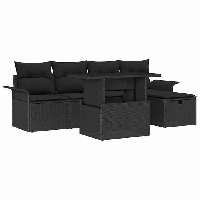 Set de canapele pentru grădină cu pernă 6 pcs Negru Rattan poli - WALTI WALTI