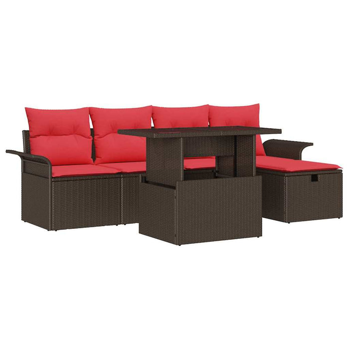Set de canapele pentru grădină cu pernă 6 pcs Maro poliratan - WALTI WALTI