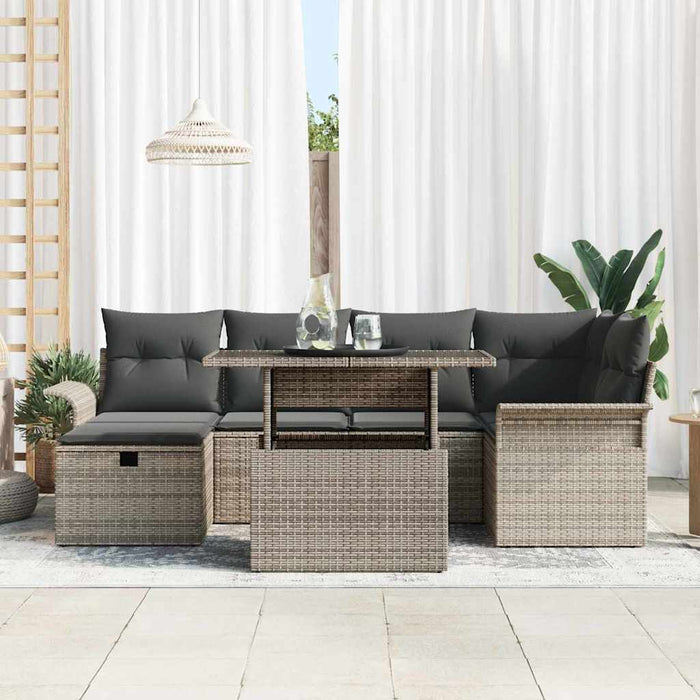 Set de canapele pentru grădină cu pernă 7 pcs Gri Rattan poli - WALTI WALTI