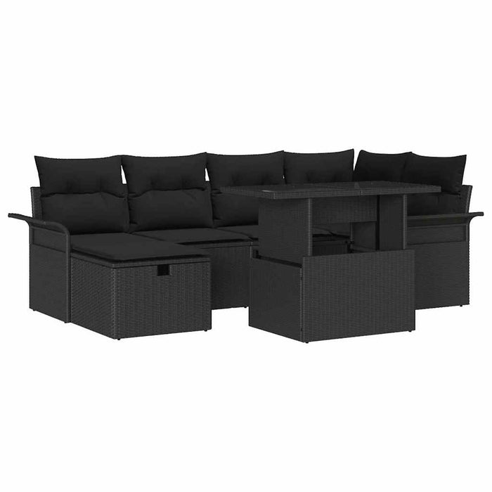 Set de canapele pentru grădină cu pernă 7 pcs Negru Rattan poli - WALTI WALTI