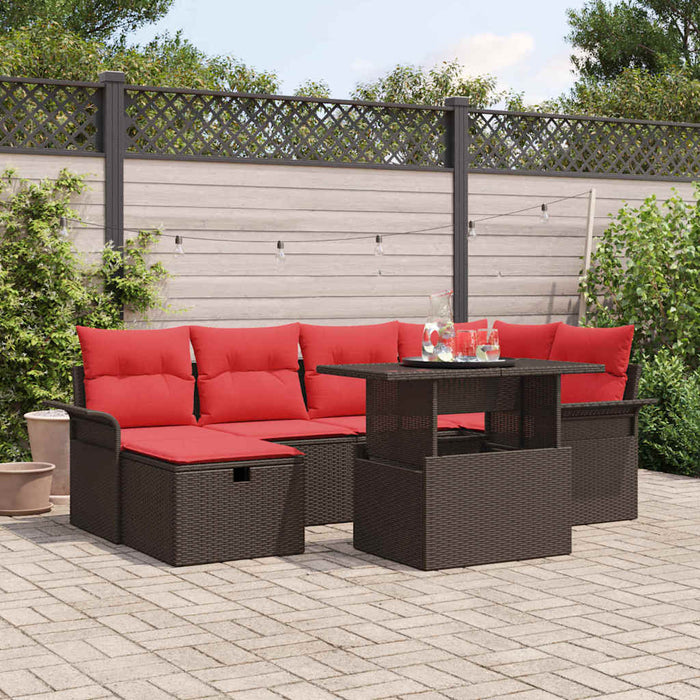 Set de canapele pentru grădină cu pernă 7 pcs Maro Rattan poli - WALTI WALTI