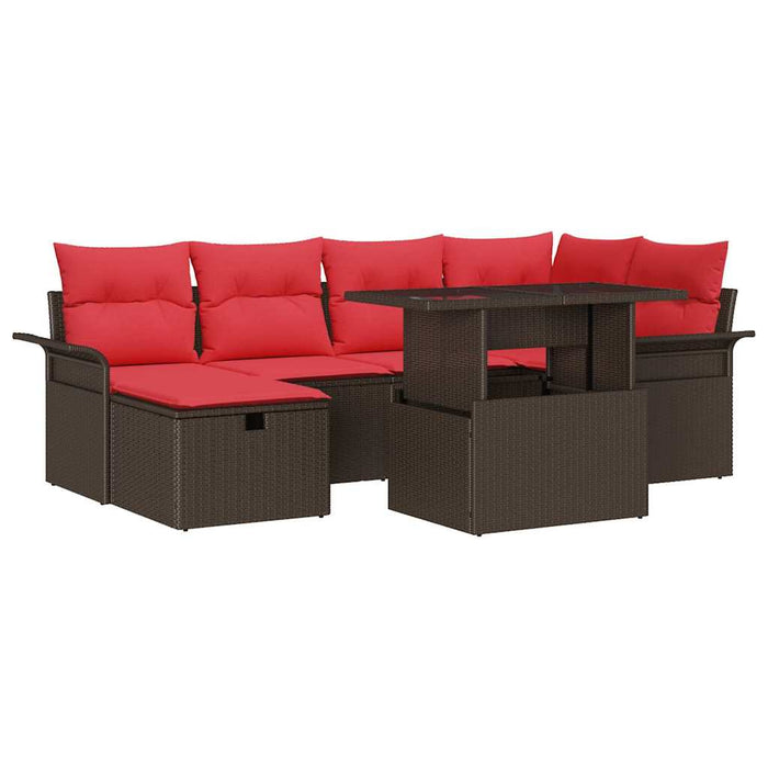 Set de canapele pentru grădină cu pernă 7 pcs Maro Rattan poli - WALTI WALTI