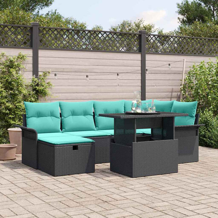 Set de canapele pentru grădină cu pernă 7 pcs Negru Rattan poli - WALTI WALTI