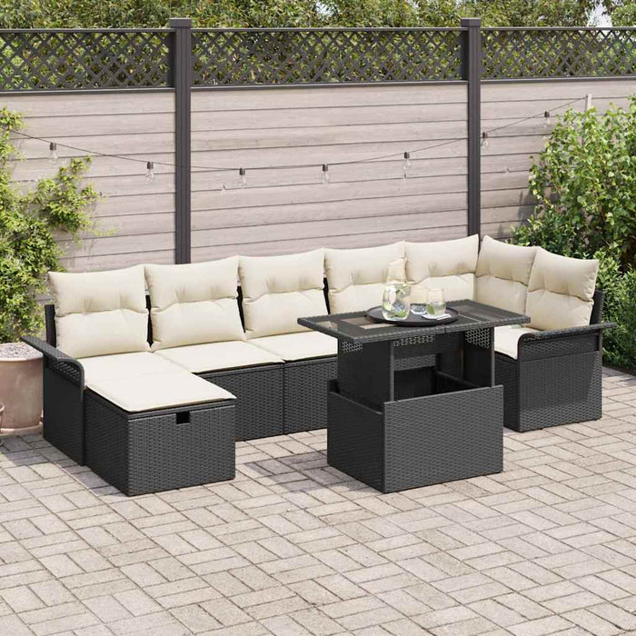 Set de canapele pentru grădină cu pernă 8 pcs Negru Rattan poli - WALTI WALTI