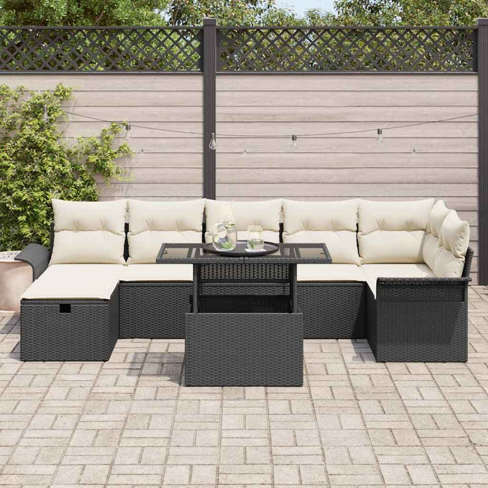 Set de canapele pentru grădină cu pernă 8 pcs Negru Rattan poli - WALTI WALTI